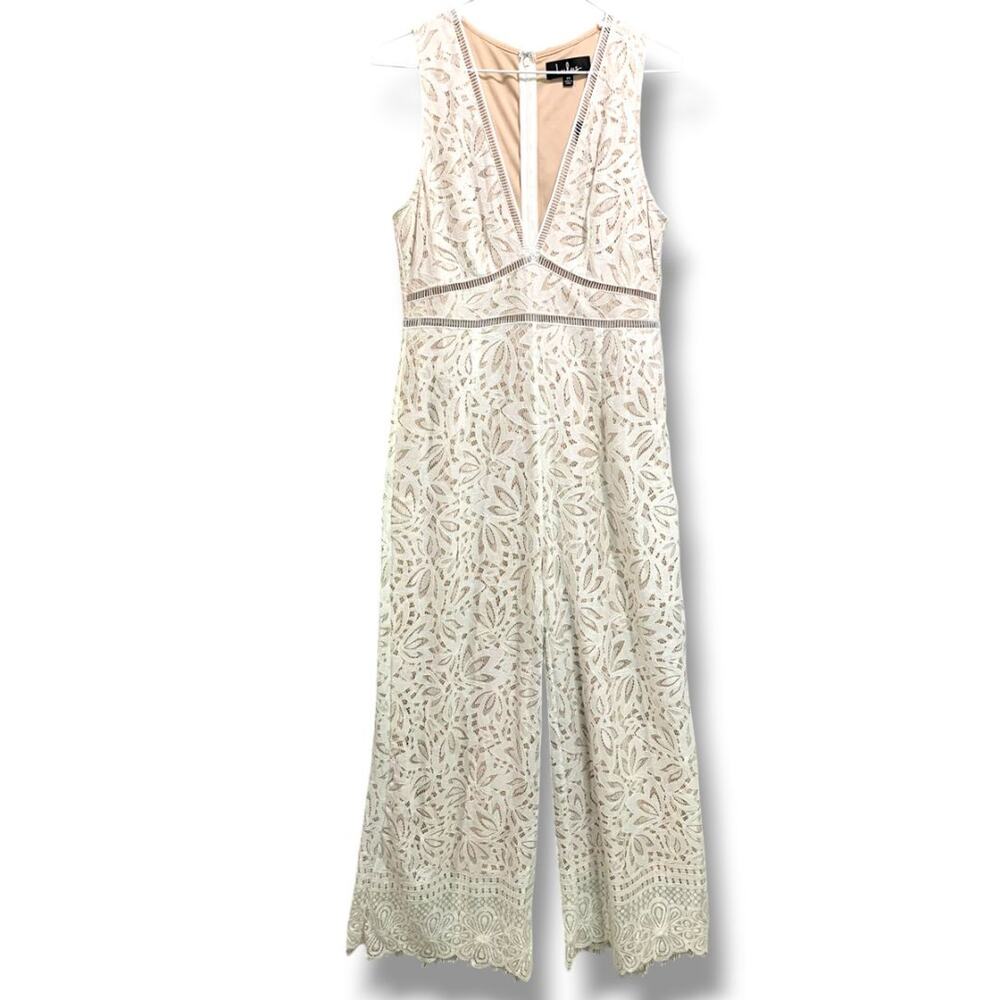 Medium Lulus New Ivory Lace Jumpsuit Sleeveless Womens - Picture 1 of 14